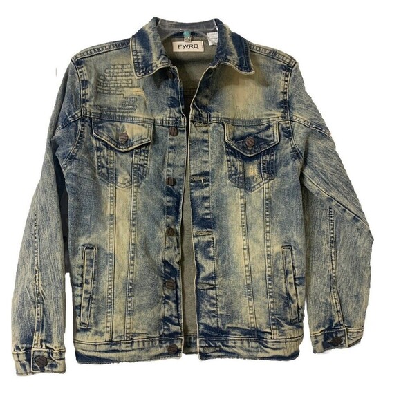 NWT FWRD Denim Distressed Jacket Stretch Boys Size Large 14-16 - Picture 1 of 7